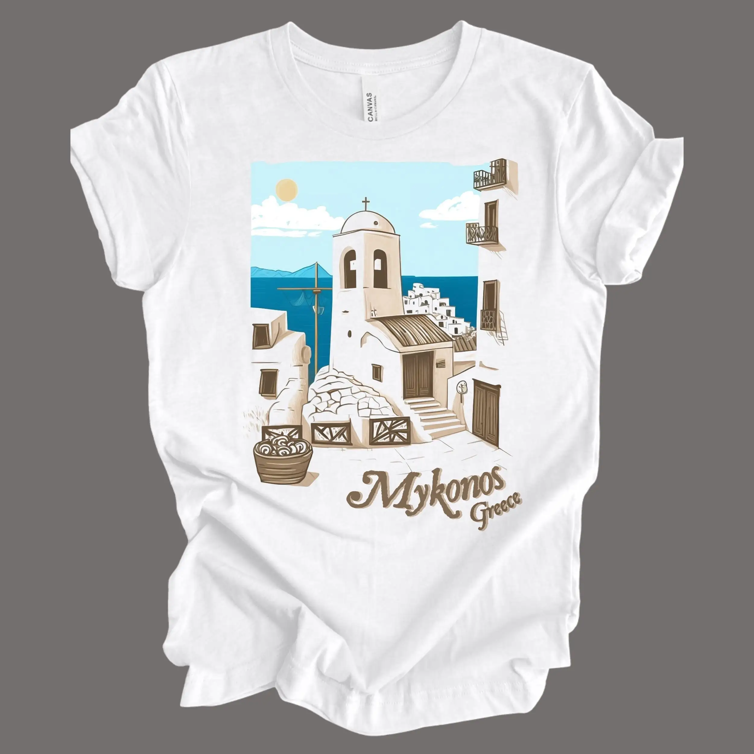 Mykonos T Shirt Greece Travel Souvenir Cyclades Greek Island Sailboat Traveling Sailing Exploration