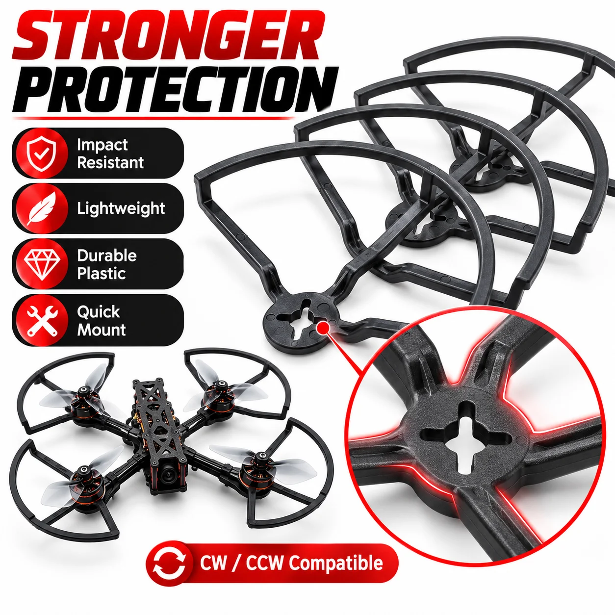 4Pcs 4 Inch 5 Inch Universal Propeller Guard Bumper Protector Anti-Collision for QAV180 210 2208 2212 Motor FPV Racing Drone DIY