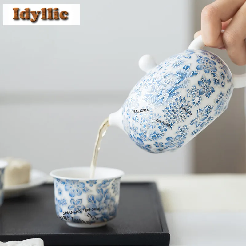 Mutton Fat Jade Porcelain Xishi Pot Tea Set Complete Set Elegant Tea Ceremony Set Teapot And Tea Cup Chinese Teaset Decoration