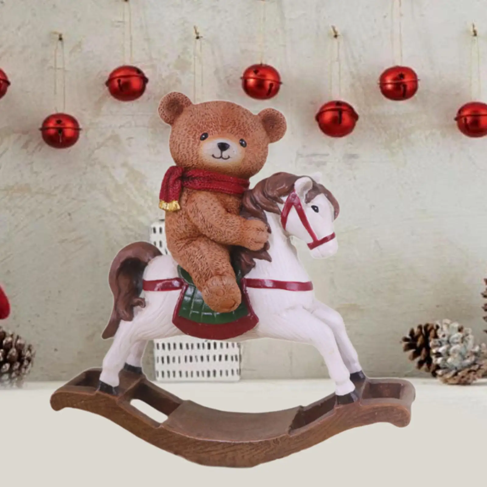 

Resin Bear Statue Cute Christmas Decor Sturdy Garden Decor Animal Figurine for Outdoor Desktop Cabinet Birthday Living Room