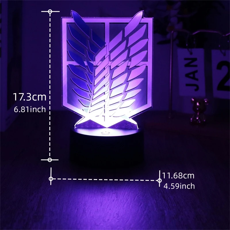 Anime Attack on Titan 3D Lamp LED Night Light 16 Color Remote Control Home Bedroom Figures Lamps Decorative Friend Party Gifts