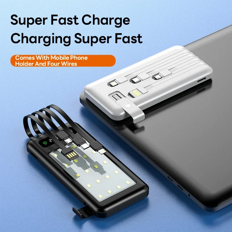 Portable 80000mAh large capacity built-in detachable four-wire camping lamp mobile power supply mobile phone emergency charger