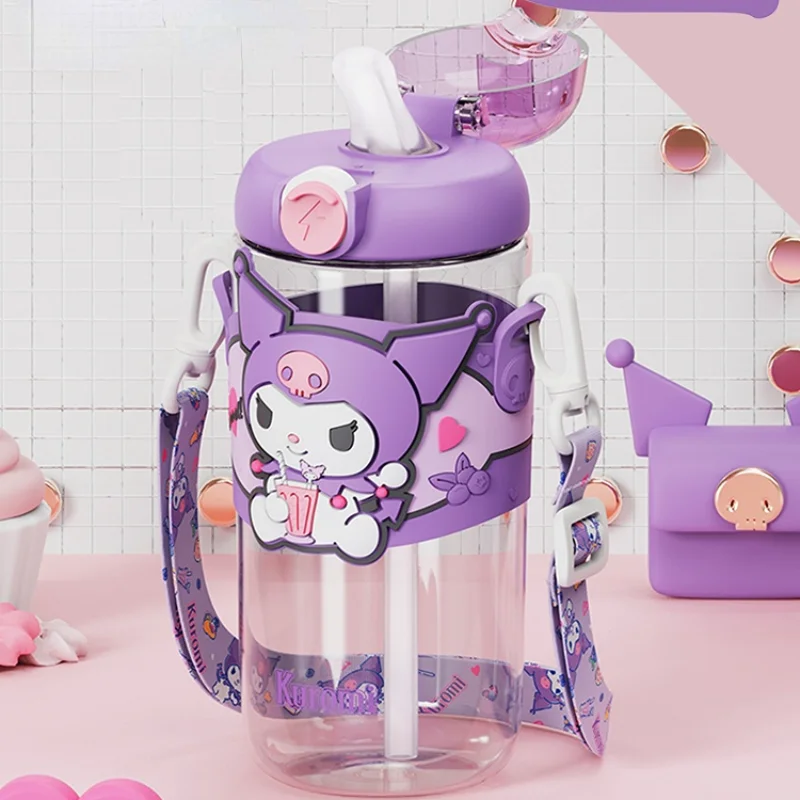 Sanrio Hello Kitty Kuromi My Melody Cinnamoroll Children Water Cup for School Summer Straw Cup Cute Water Bottle Cup