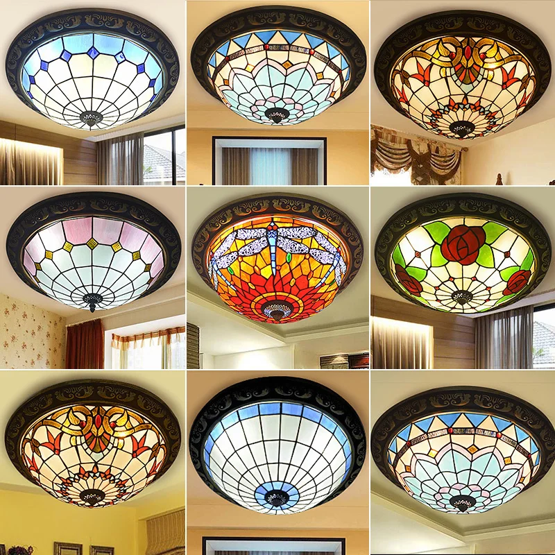 

Warm glass circular ceiling light for bedroom living dining room kitchen bathroom hallway balcony modern lighting fixtures 50cm