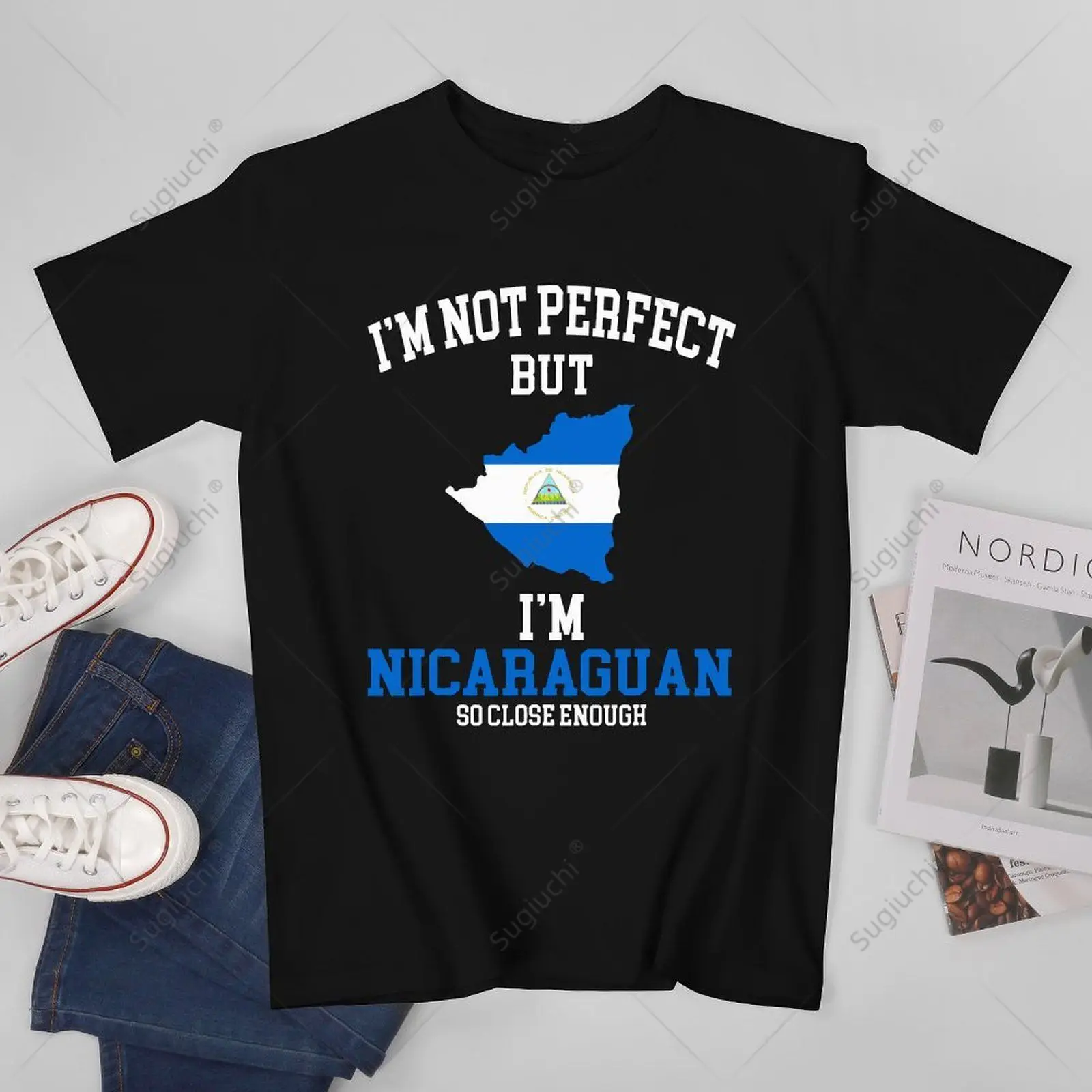 Unisex Men I'm Not Perfect But I'm Nicaraguan Flag Nicaragua Tshirt Tees T Shirts Women Boys 100% Cotton T-Shirt