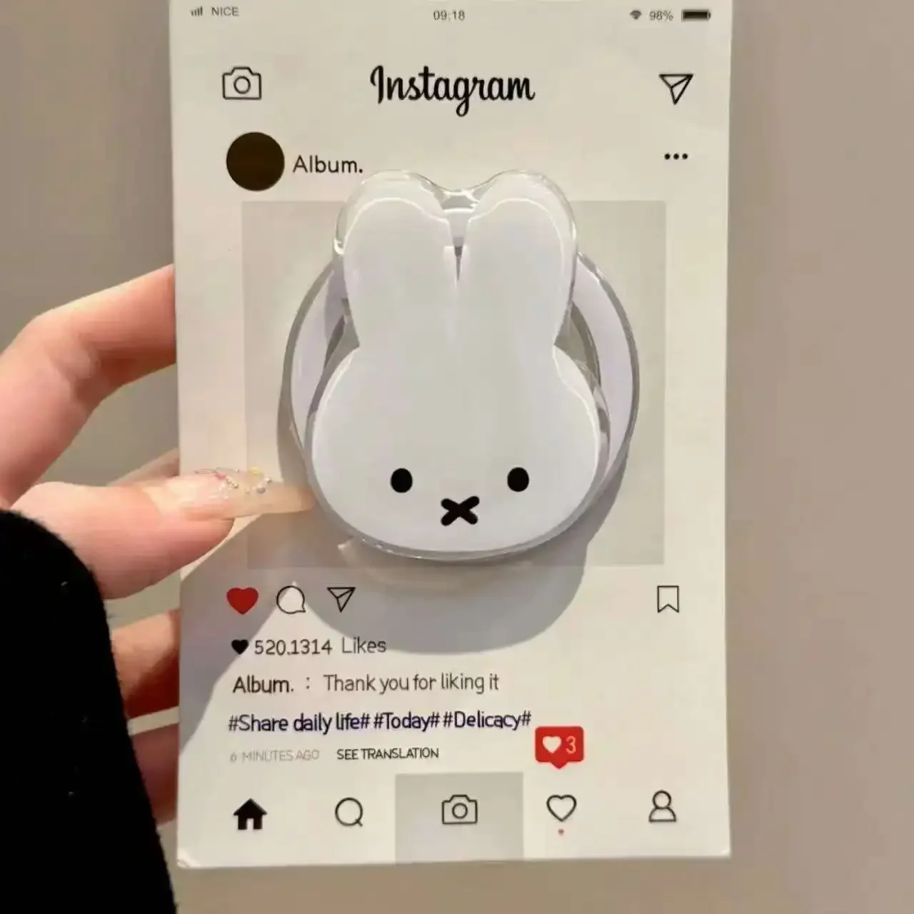 Kawaii Anime Miffy Kaninchen Magnetischer Handyständer Cartoon Teleskopischer Tragbarer Ständer Magnetischer Handy-Airbag-Ständer Geschenke – Detail 6