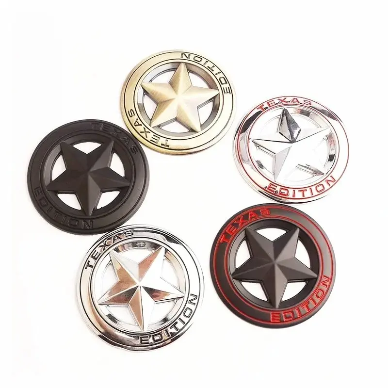 Car Sticker 3D Metal TEXAS EDITION Shield Pentagram Star Side Fender Door Emblem Badge Stickers For Wrangler Liberty Grand