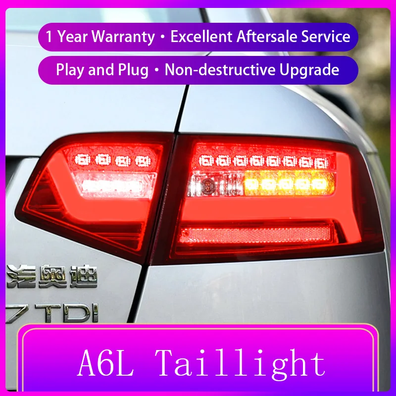 

2 PCS Auto Car Lights For Audi A6L 2009-2012 Tail Lamp New Style Highlight DRL Taillight Dynamic LED Turn Signal Tools Accessory