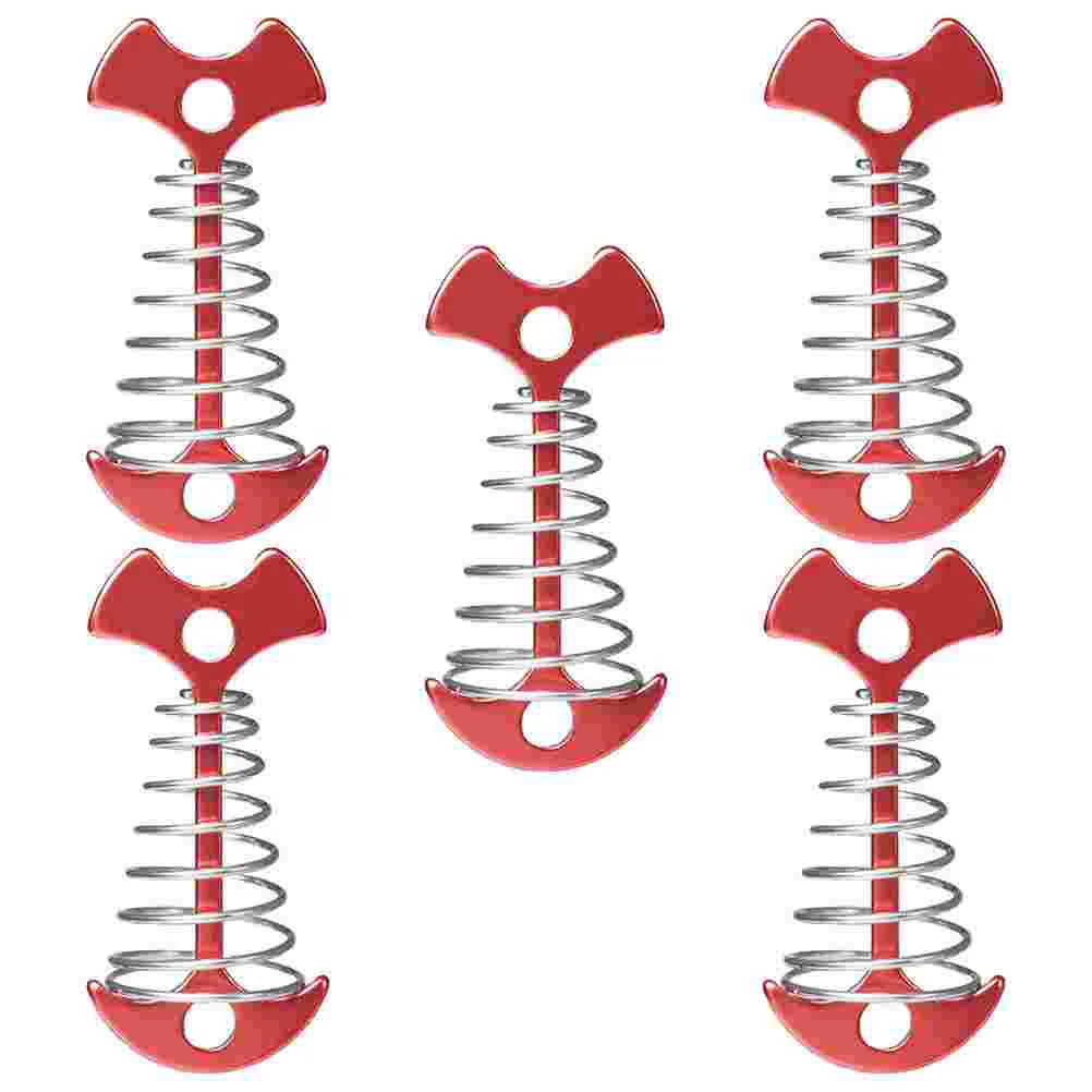 

5 Pcs Camping Accessories Tent Spring Herringbone Nail Fishbone Peg Stake Adjust 77X36X36CM Red Picnic
