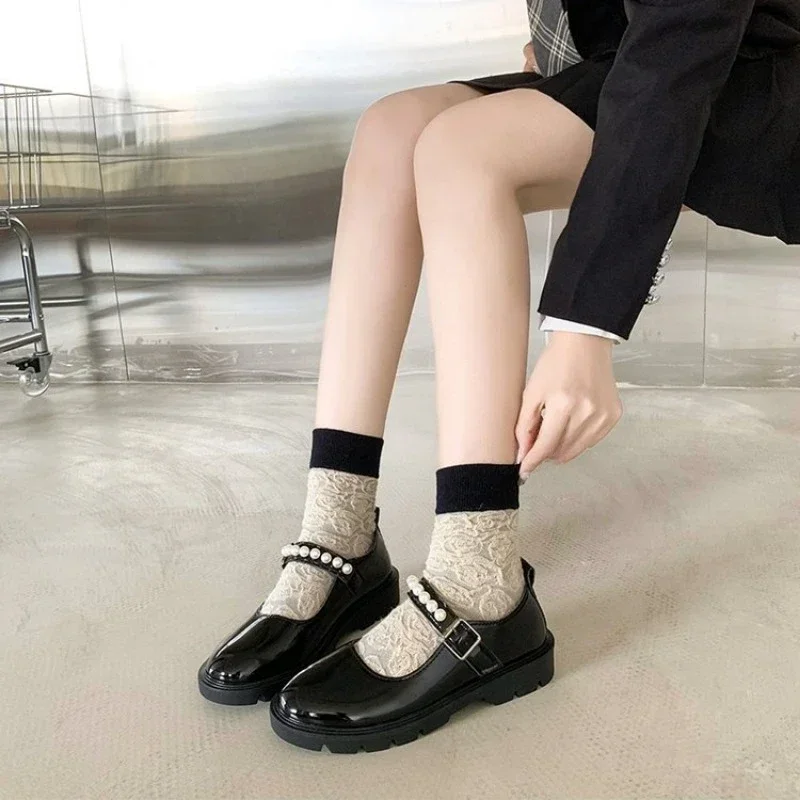 2024 New Women's Shoes Women's Casual Shoes Square Heel Garden Head Women's Versatile Fashion