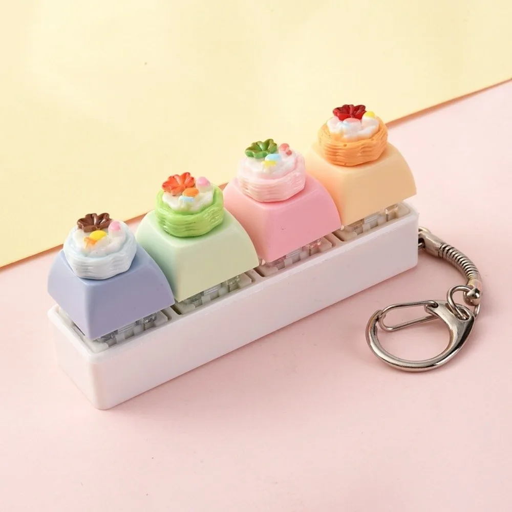 Mechanical Click Keycap Fidget Keychain Egg Tart Pass The Time Button Keycap Keychain Cute Mini Finger Press Keycap Keychain