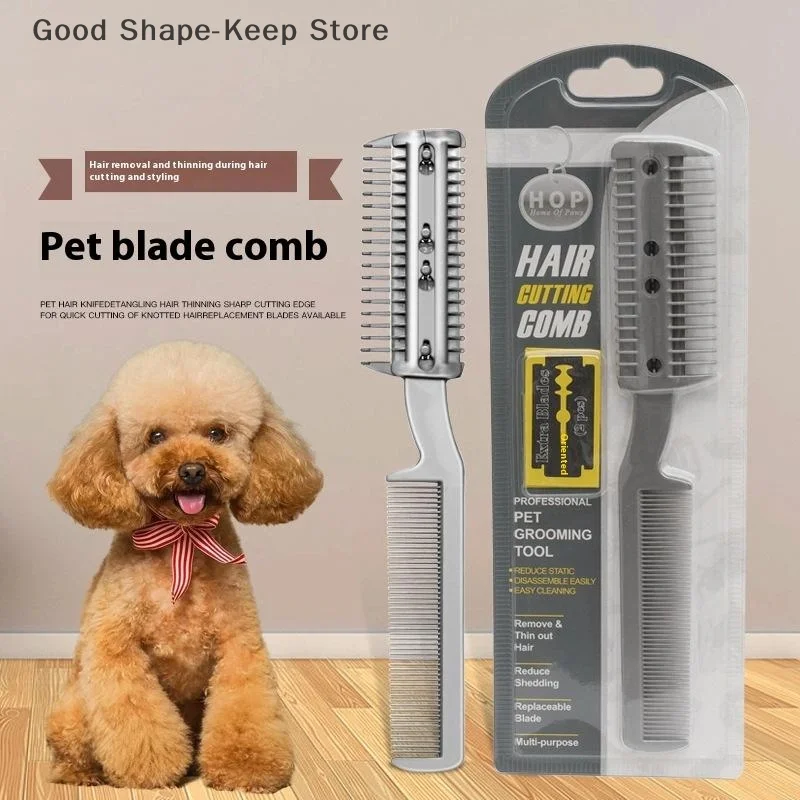2 Blades Grooming Razor Thinning Dog Cat Combs Pet Dog Hair Trimmer Comb Cutting Cut With Dog Cat Hair Remover Hair Brush Comb