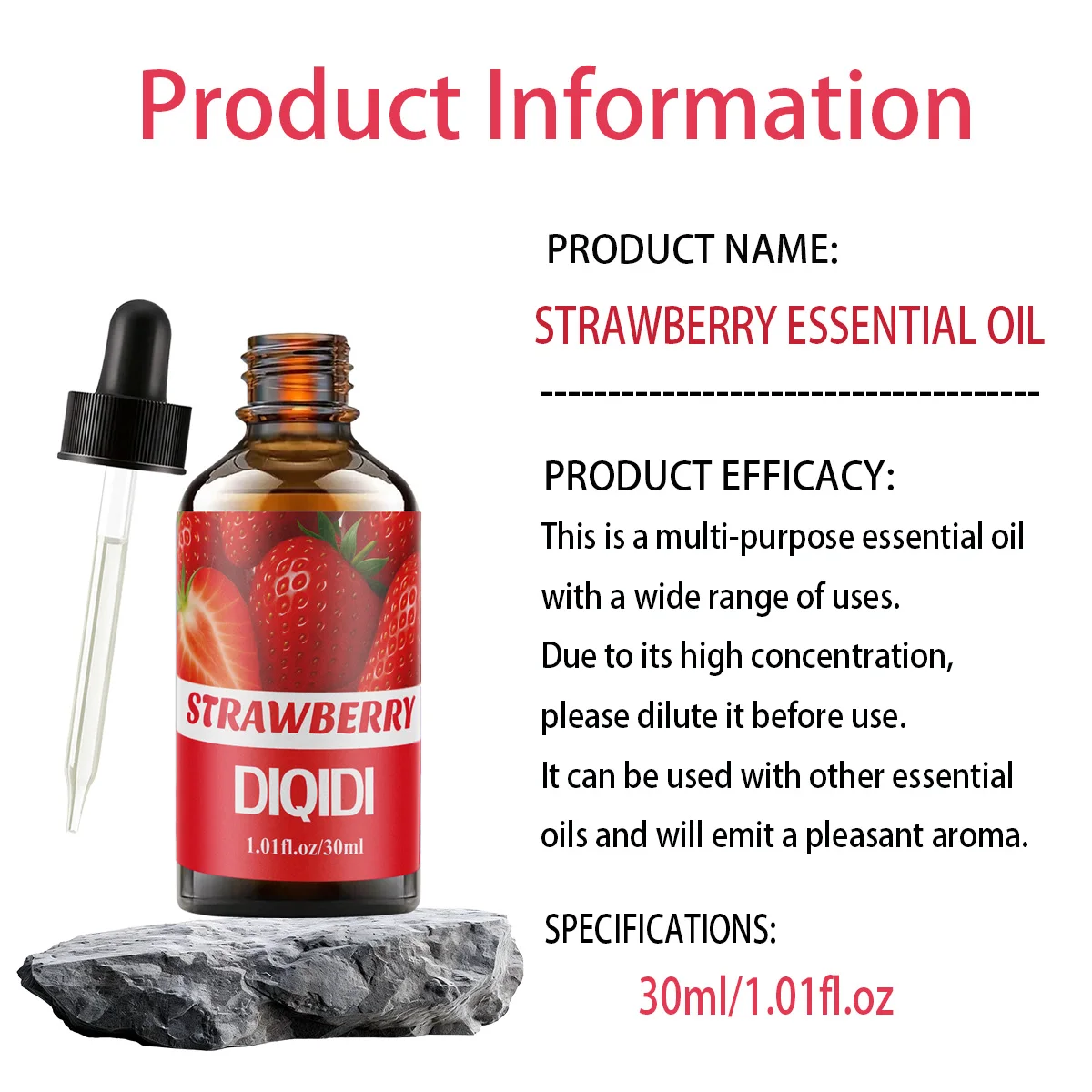 30ML Olejek eteryczny o zapachu truskawki do aromaterapii domowej, olejek zapachowy, do dyfuzora, nawilżacza. Świeże powietrze, prezent na Boże Narodzenie