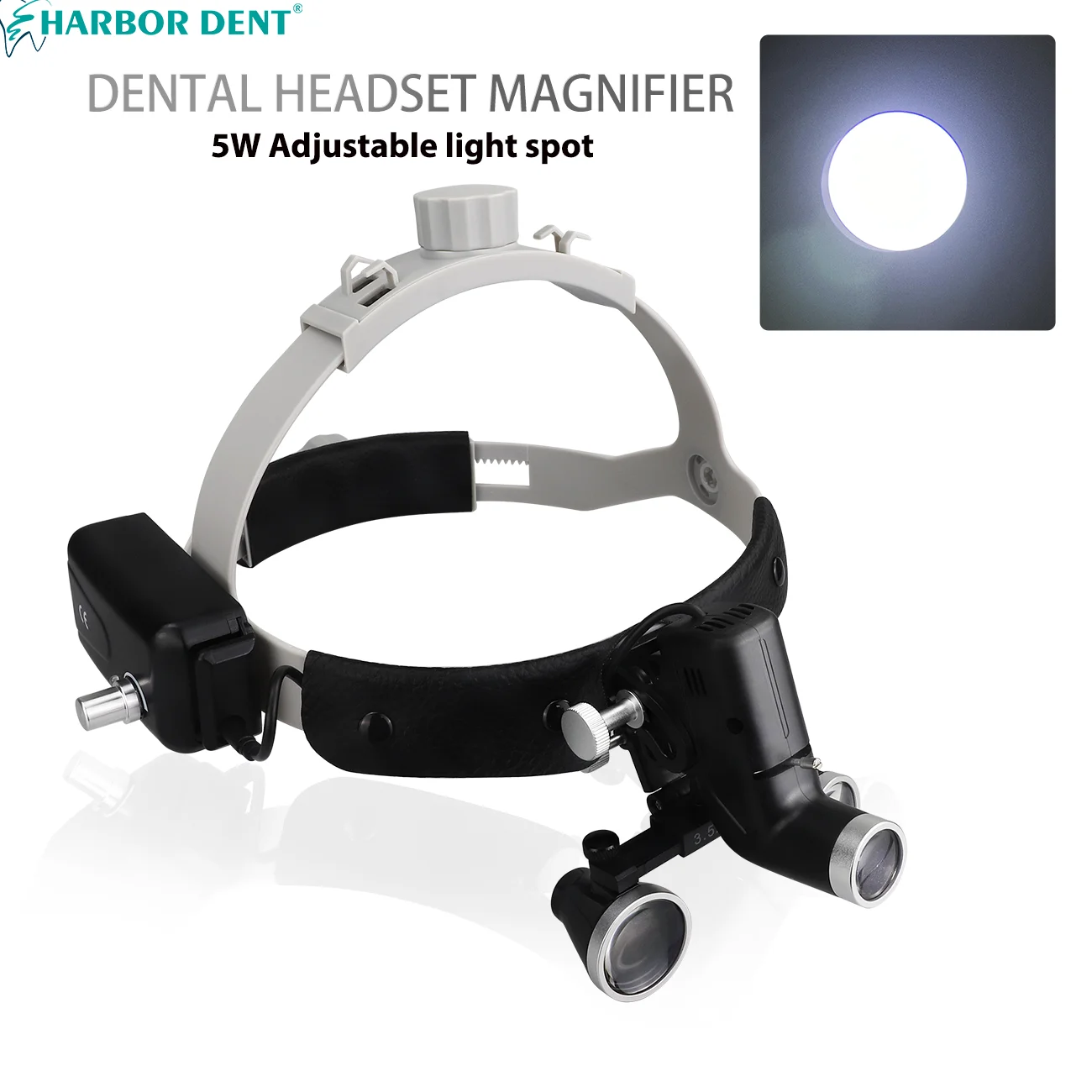 

Wireless Dental LED Headlight 2.5X/3.5X Headband Binocular Loupes 5W LED Brightness Spot Ajustable Headlamp For Dental Surgical