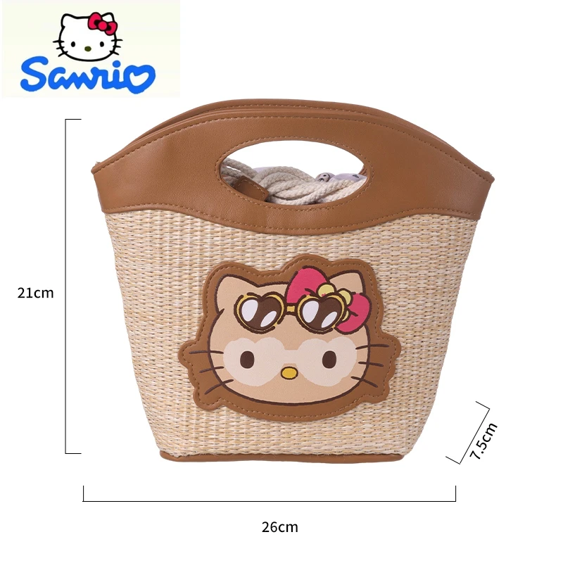 

Sanrio модная женская сумка через плечо с рисунком «Hello Kitty», универсальная высококачественная тканая ручная сумка через плечо большой вместимости