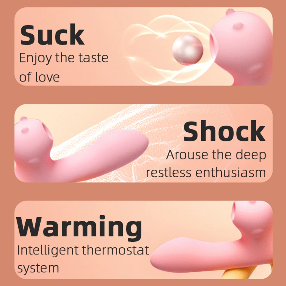 흡입 바이브레이터 여성용 질 클리토리스 자극기, G 스팟 가열 딜도 진동 스틱, 자위 에로틱 섹스 토이