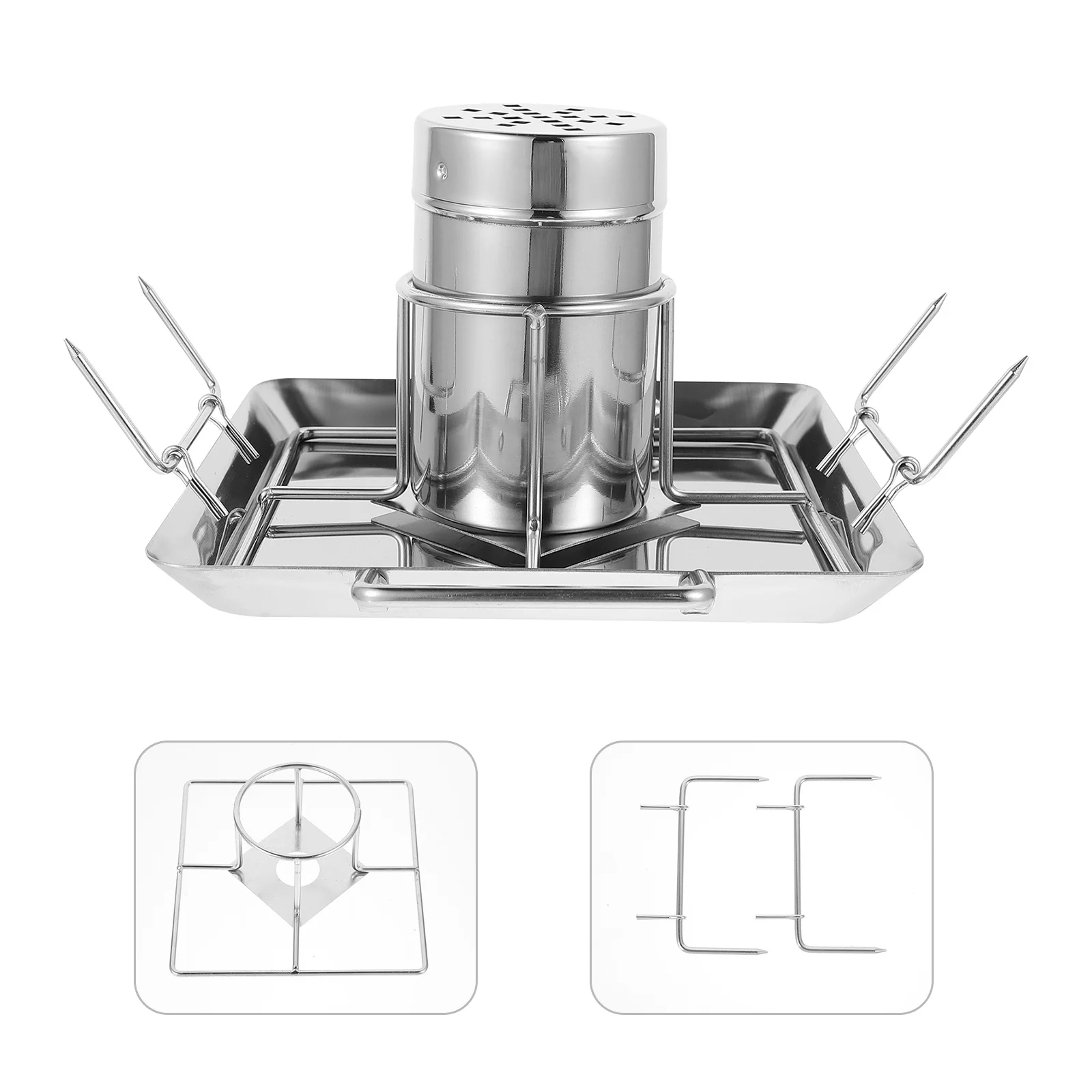 

Multifunctional Stainless Steel Chicken Roasting Rack Non-Sticky Bbq Grill Plate for Home Kitchen Silver Barbecue Rack