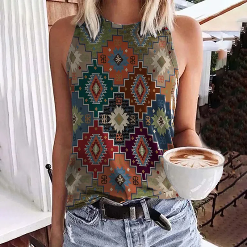Summer Flower Floral 3D Print Tank Top Women Vintage Streetwear Y2k Tops Oversized Vest Off Shoulder Sleeveless Woman Camisole