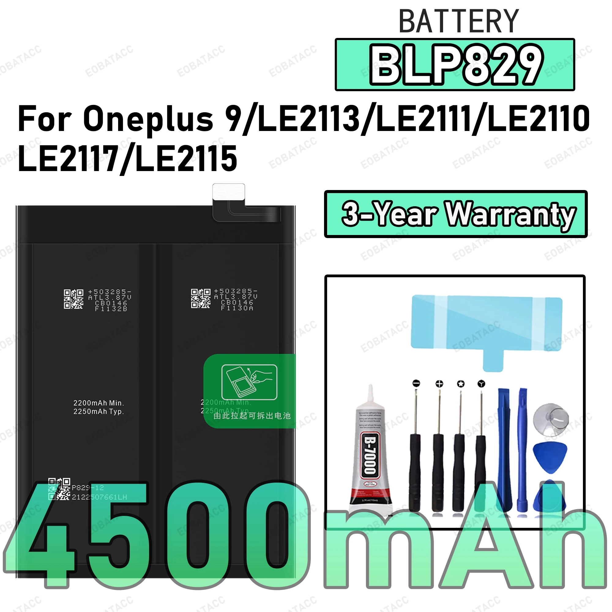 

4500mAh BLP829 Battery For OPPO Oneplus 9/LE2113/LE2111 Replacement Bateria+Free Tools