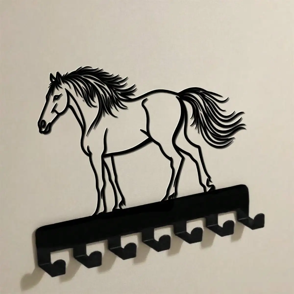 7-Hook Equestrian Horse Key Hanger Rustproof Iron Wall Decor Western Style Home Club Coffee Bar Storage Rack Wedding Wall Art
