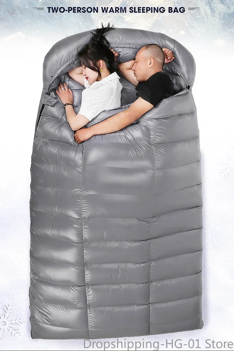 2 Person White Goose Down Filled Camping Or Home Sleeping Bag Thin Suitable For Warm Weather Size 220 X 130cm Large Space