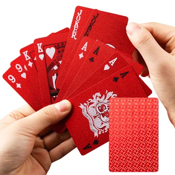 Cartas de jogo de plástico vermelho pvc poker impermeável lavável parker rústico ouro ano do dragão criativo cartão engrossado personalizado