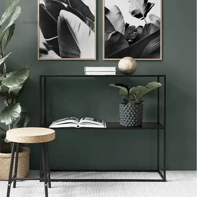 

Italian Iron Console Tables Modern Simple Wall Rack Console Cabinets Home Entrance Hallway Console Table Living Room Furniture C