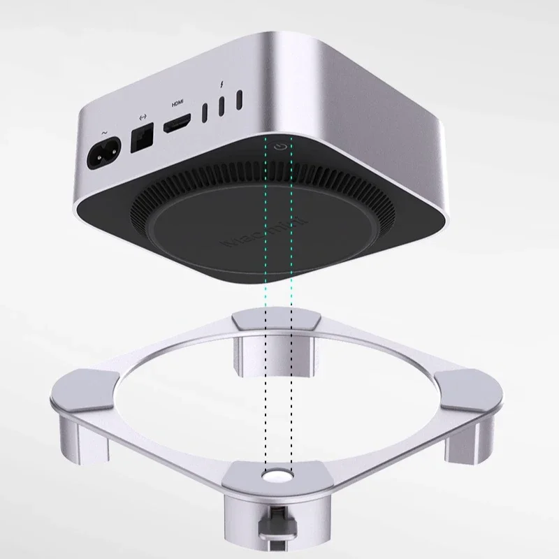 Minisopuru Mac Mini M4 Stand Aluminium Aloi Desktop Cooling Bracket Stand untuk Mac Mini M4/M4 Pro 2024