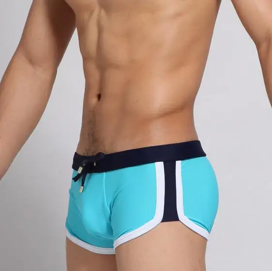 Men Low Rise Swimwear Boxer Shorts Male Beach Swimming Trunks Summer Surf Swim Suit