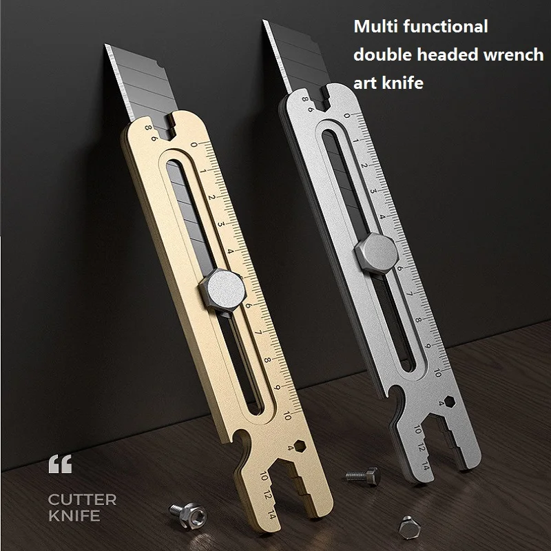 Multi-Function Stainless Utility Knife 칼 нож 18MM Heavy Duty Professional Retractable Box Cutter Double End Opening couteau Tool