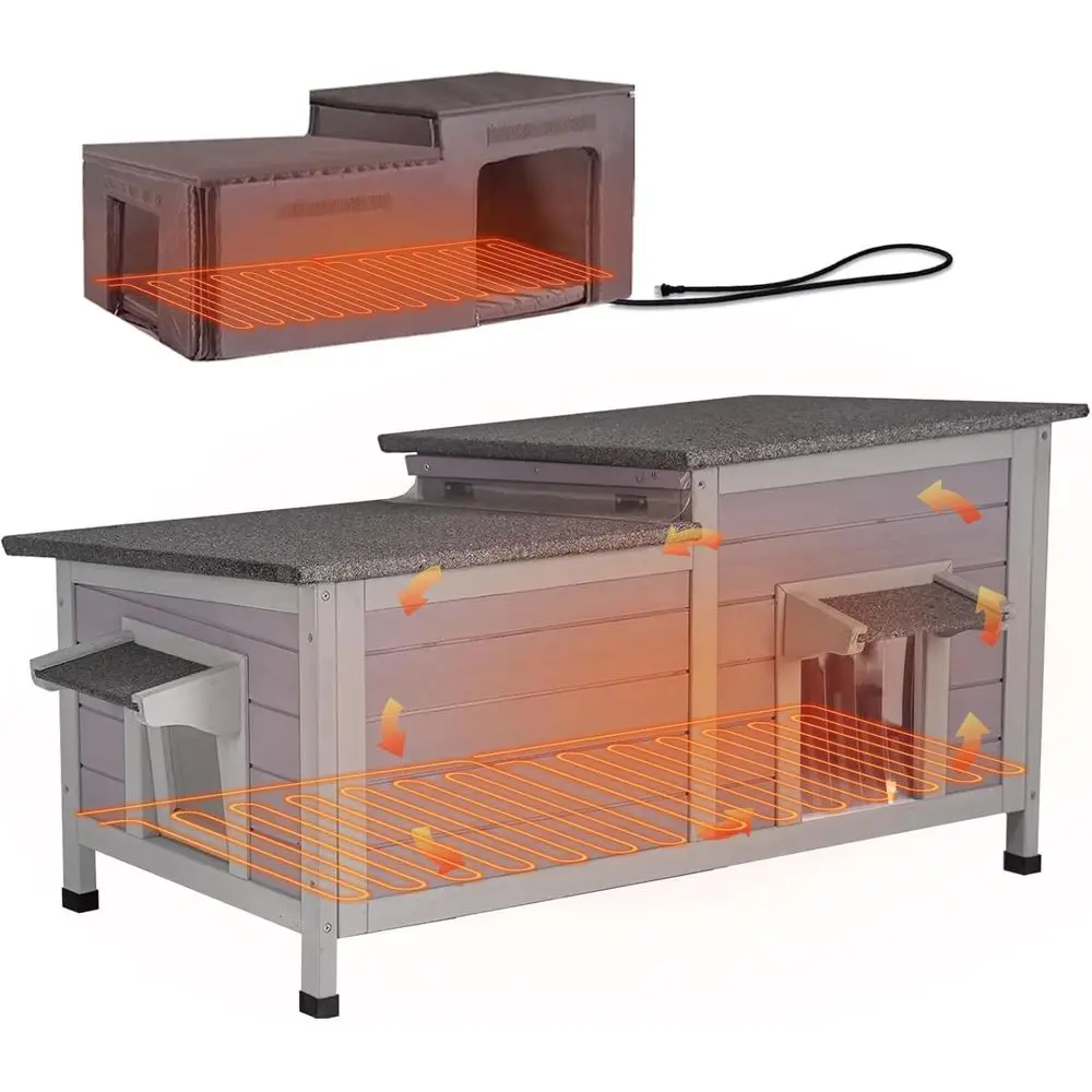 

Heated Cat House or Outside Outdoor Cat House Weatherproo Insulated eral Cat Shelter with Heater and Insulated Liner