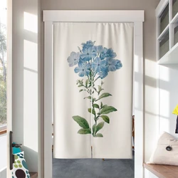 Simple Floral Door Curtain Botanical Flower Doorway Partition Curtain Bedroom Kitchen Living Room Entrance Hanging Curtain