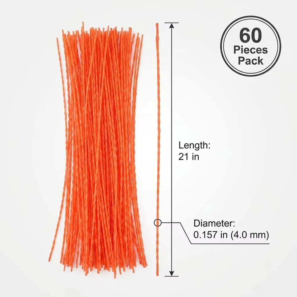 4mm 21 Inch Spiral Twist Trimmer Line 60 Pcs Pack For Grass Cutting String Replacement Mower Garden Tool Accessories