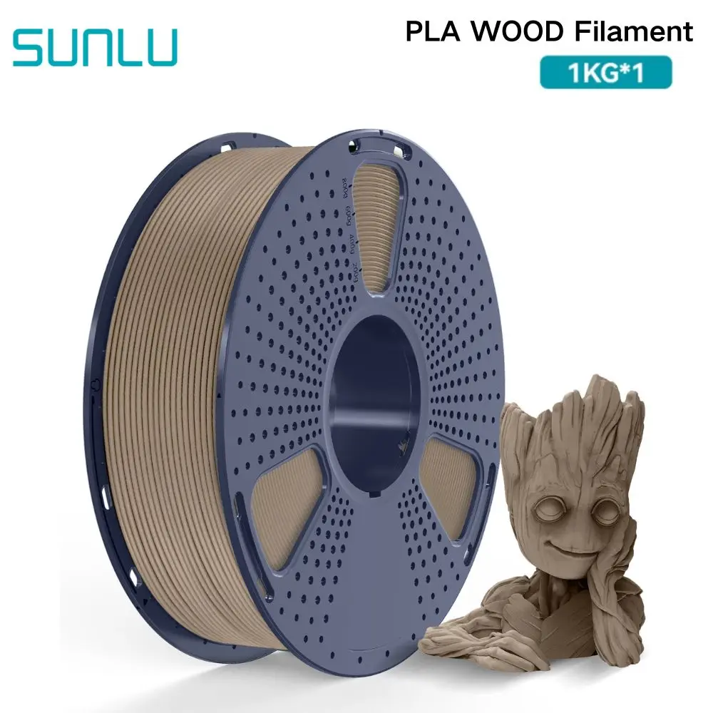 SUNLU PLA Holz-Filament 1,75mm 1KG 3D-Drucker-Filament Sorgfältig Gewickelt 330m Maßgenauigkeit ±0,03mm Einzeln Vakuumverpackt