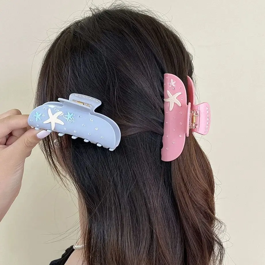 

Korean Cute Starfish Hair Claw Blue Powder Crab Hair Clip Sweet Shark Clip Vacation Claw Clip Hair Accessories for Women Girls