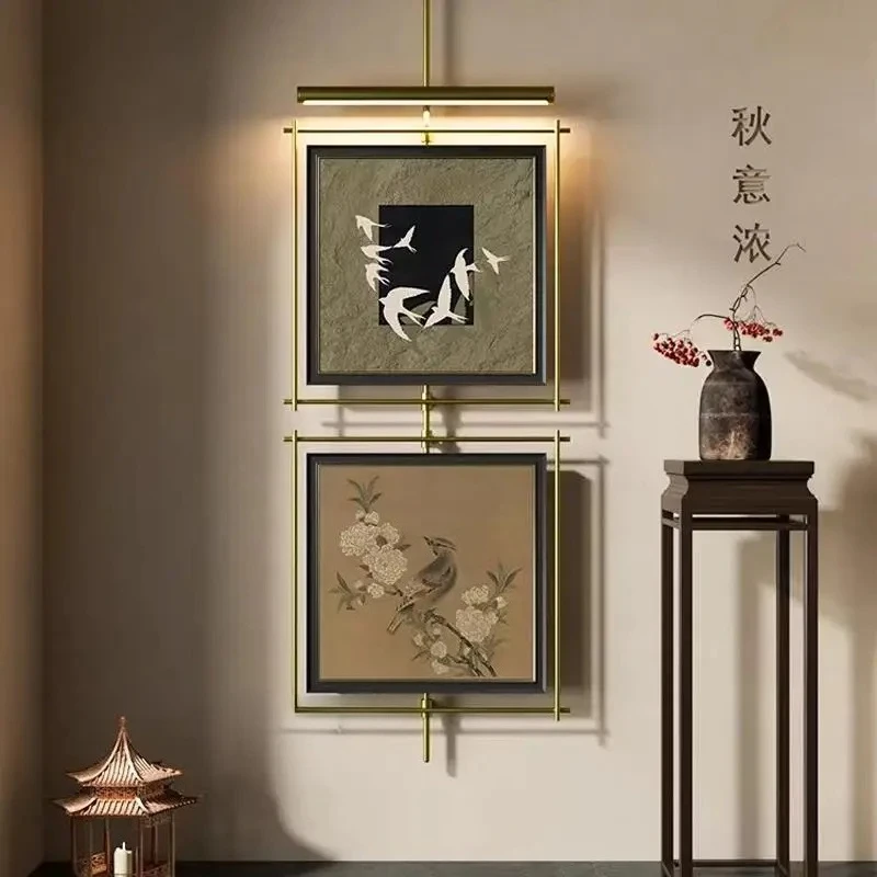 New Chinese Style Wall Lamp Metal Telescopic Boom Luminous Decorative Mural Light for Living Room Background Wall Decoration