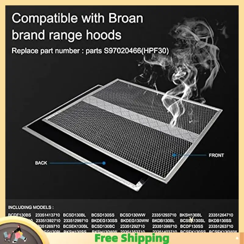 

X08A 4Pack HPF36 Range Hood Non-Ducted Charcoal Filter For Broan Range Hood Filter S97020466 Type XC With Clips Durable Easy Ins