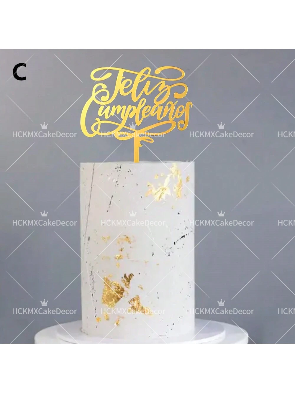 3er/6er-Set Tortenaufsatz aus Gold-Acryl mit Spanischem 'Happy Birthday' Schriftzug für Geburtstagsfeiern und Cupcake-Dekoration – Detail 7