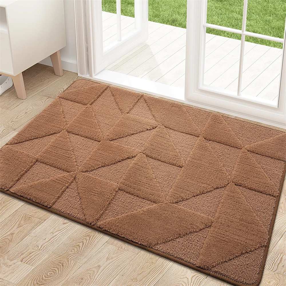 Olanly Absorbent Entrance Door Mat Household Foot Mat Dirt Resistant Anti-slip Rug Family Kitchen Carpet Floor Indoor Mat Decor