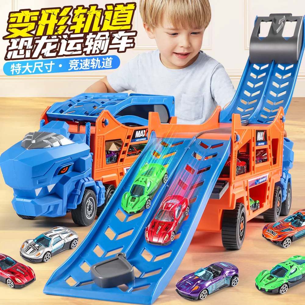 B440 dinossauro transporte engenharia veículo duplo dobrável pista planador competitivo grandes carros de brinquedo crianças e meninos presentes