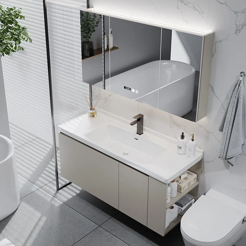 

Ceramic basin bathroom cabinet combination bathroom wash basin mirror cabinet suit