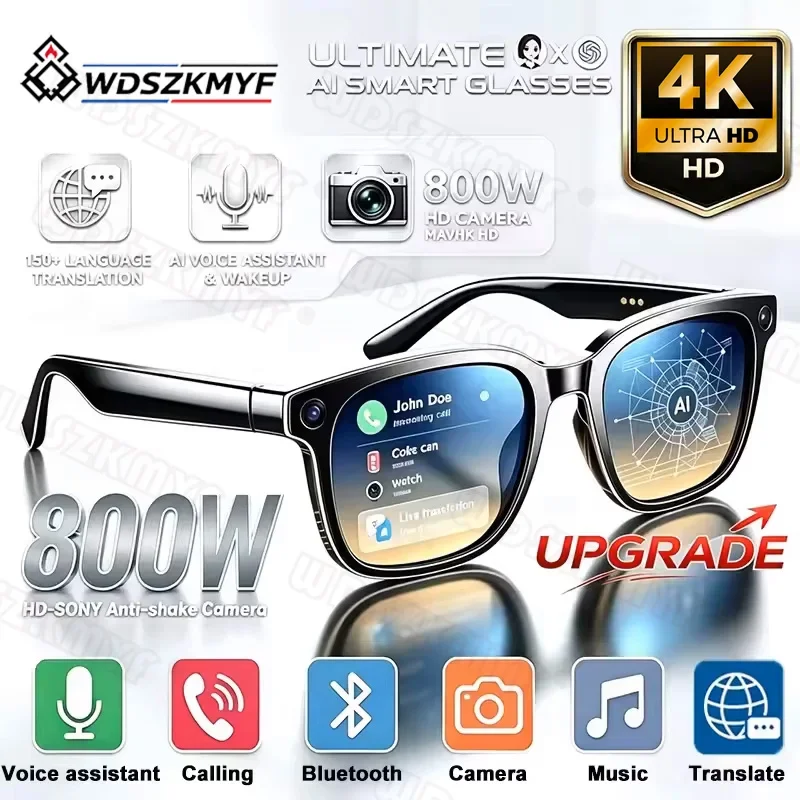 4kスマートaiグラス、8mp高画質カメラ、ai画像認識、リアルタイム翻訳、bluetooth通話、手ブレ補正機能付きミニカメラ