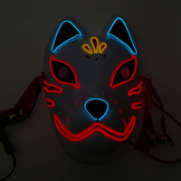 New Arrival Halloween Luminous Colorful Face Mask LED Glowing Fox Mask Cosplay Supplies Light Up Masquerade Masks Props Costume