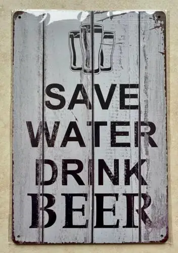 Сберегающий воду напиток пиво металлическая табличка значок Бар Мужская фотография паб кухня 20x30 см