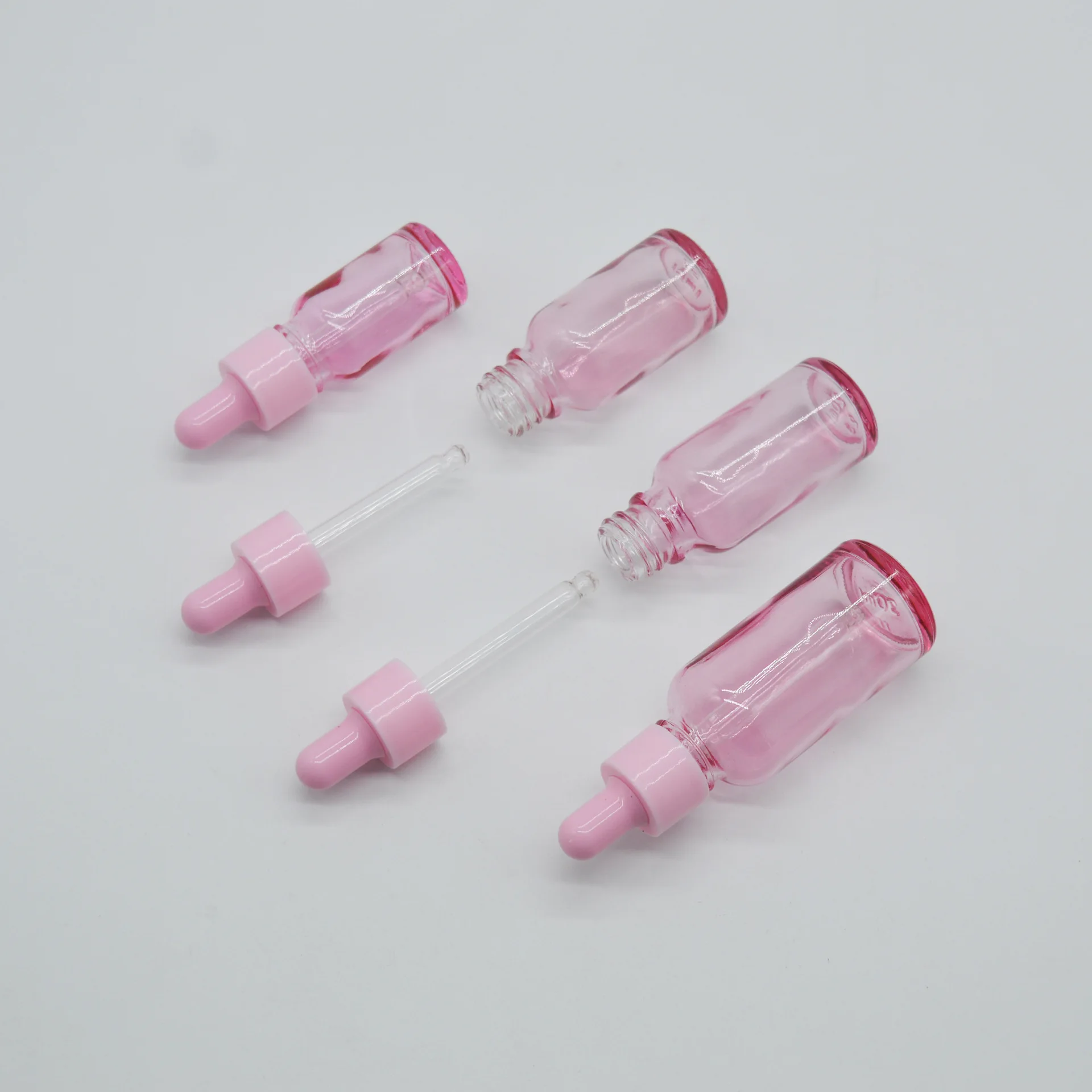 5ml-100ml Pink Glass Dropper Bottle Translucence Rose Gold Essential Oil Aromatherapy Liquid Pipette Refillable Bottles Travel