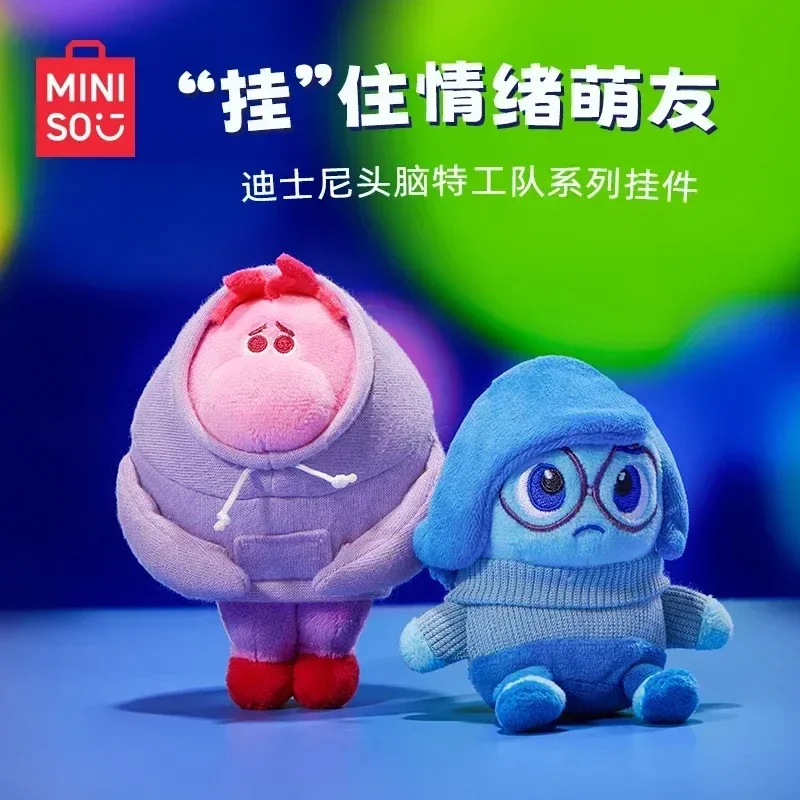 Miniso Disney Inside Out Series Dolls&pendant Sadness Embarrassment Soft Plush Backpack Ornament Cartoon Peripheral Doll Gifts