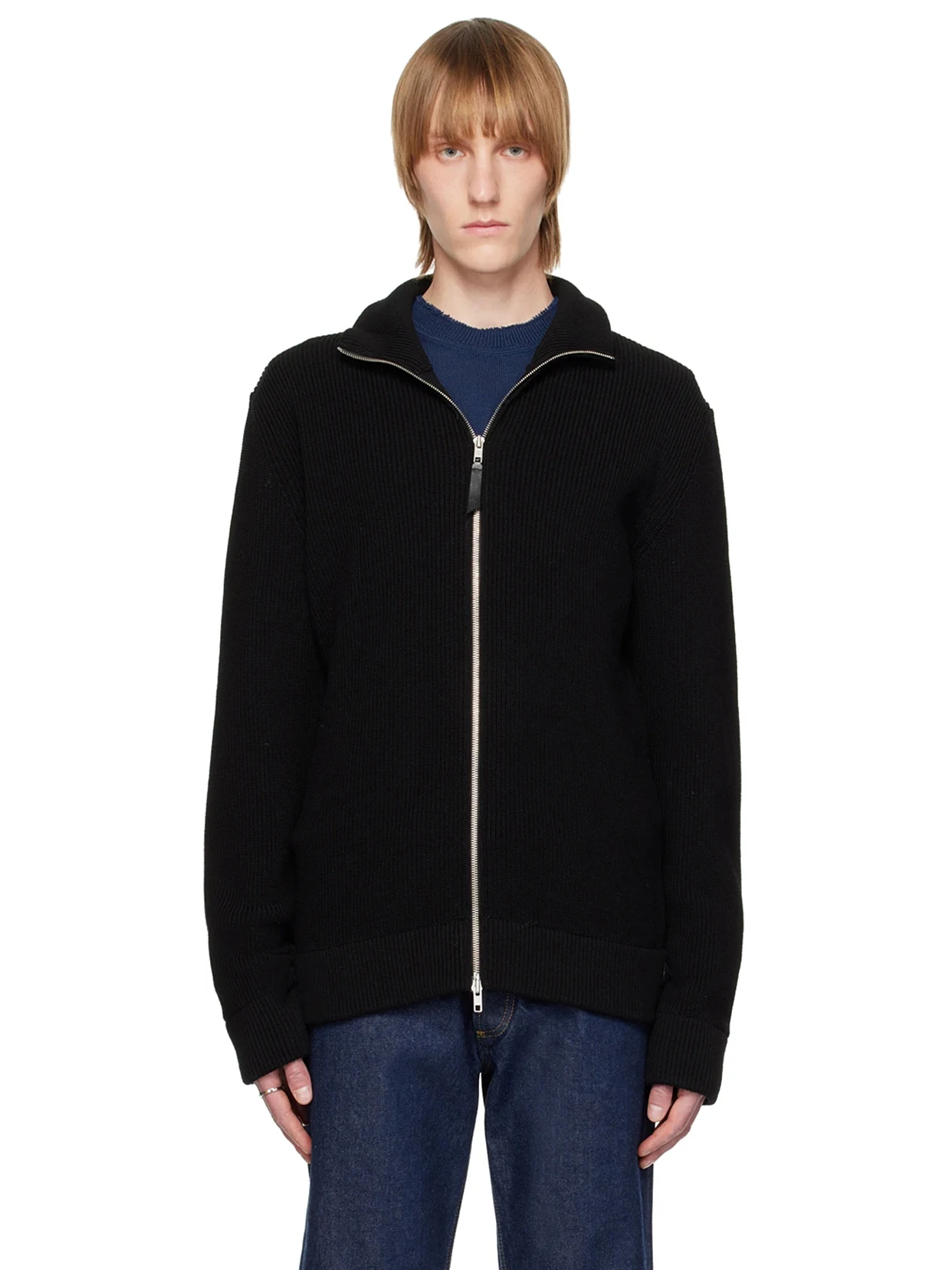 

MM Style 21AW Four Corner Stitching High Collar Zipper Wool Cardigan Coat Men's and Women's Versatile Knitted Sweater