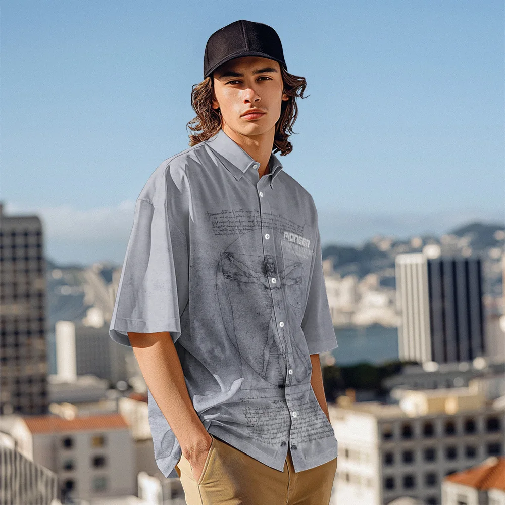 

Новая мужская рубашка с коротким рукавом и воротником 2026 года: летняя модная пляжная гавайская рубашка с коротким рукавом