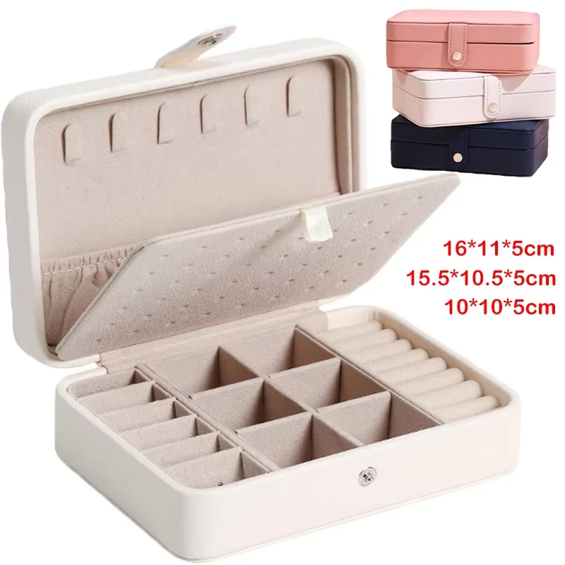 Portable Storage Jewelry Box Exquisite Large Capacity Travel Jewelry Organizer Bag Necklace Finger Ring Compartment Jewelry Box
