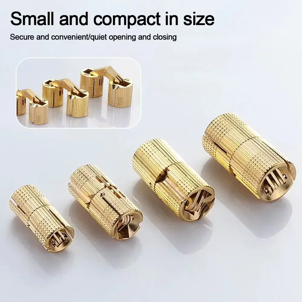 New 8-18mm Brass Hinges Cylindrical Invisible Furniture Hinges Concealed Barrel Hinge Door